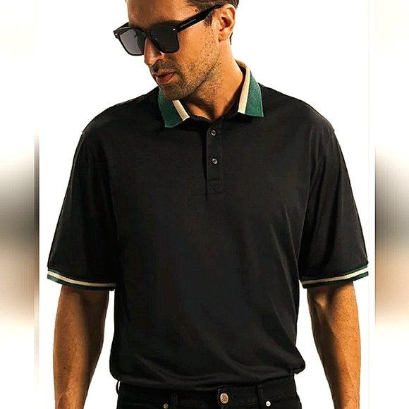 New! Lediney 2XL Men's Polo Golf Tennis Shirt. Regular Fit. Black. - Picture 7 of 9